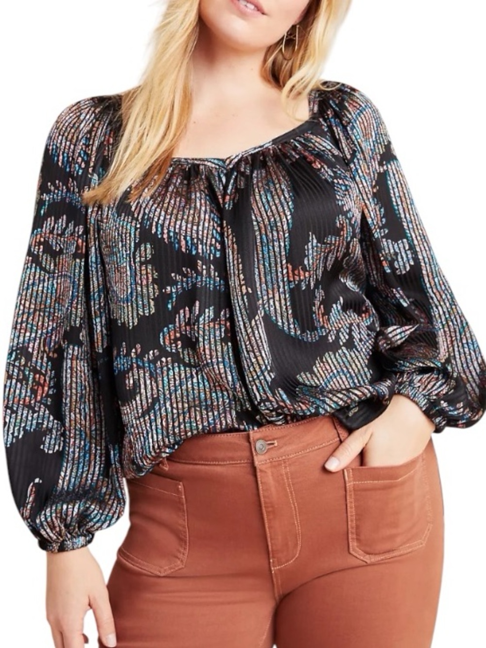Maeve Madeira Burnout Satin Blouse